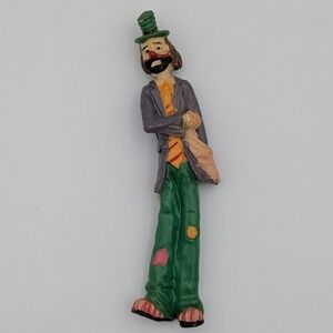 Vintage Hobo Clown Magnet Sad Tramp Circus Bindle Hand Painted Resin Figure 4.5"